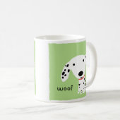 Mug Dalmatien Woof | Chien chiot mignon (Devant droit)