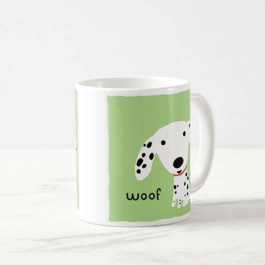 Mug Dalmatien Woof | Chien chiot mignon (Devant droit)