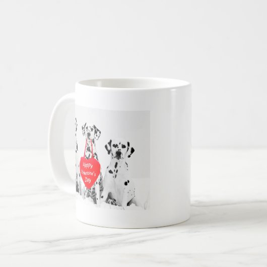 Mug Dalmatiens Heureuse Sainte-Valentin de coeur de ch (Devant gauche)