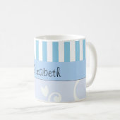 Mug Damas Bleu, Bleu Gris, Gratté, Votre Nom (Devant droit)