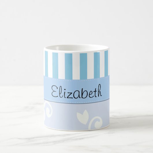 Mug Damas Bleu, Bleu Gris, Gratté, Votre Nom (Centre)