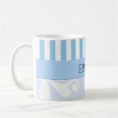 Mug Damas Bleu, Bleu Gris, Gratté, Votre Nom (Gauche)