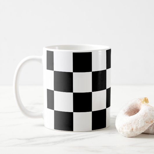 Mug Damas noir et blanc géométrique rétro (Avec donut)