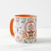 Mug Damas orange et blanc...tasse de café (Devant gauche)