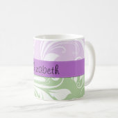 Mug Damas pourpres, Damas vert, Votre Nom (Devant droit)