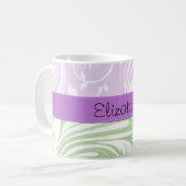 Mug Damas pourpres, Damas vert, Votre Nom (Devant gauche)