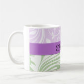 Mug Damas pourpres, Damas vert, Votre Nom (Gauche)