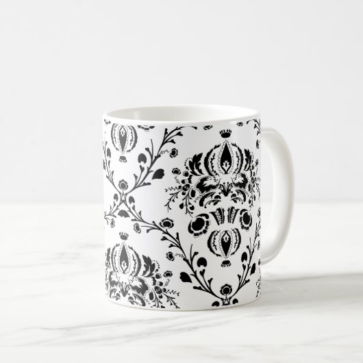 Mug Damask blanc et noir (Devant droit)