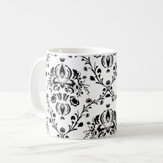Mug Damask blanc et noir (Devant gauche)