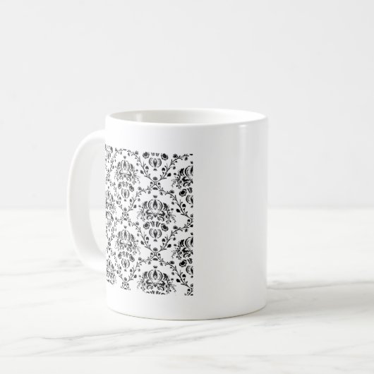 Mug Damask blanc et noir (Devant gauche)