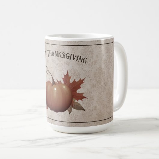 Mug Damask, Citrouille de Thanksgiving (Devant droit)
