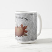 Mug Damask, Citrouille de Thanksgiving | Gris (Devant droit)