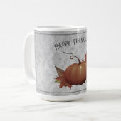 Mug Damask, Citrouille de Thanksgiving | Gris (Devant gauche)
