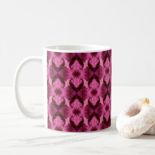 Mug Damask Coeurs roses (Avec donut)