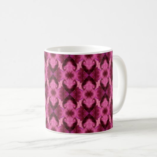 Mug Damask Coeurs roses (Devant droit)
