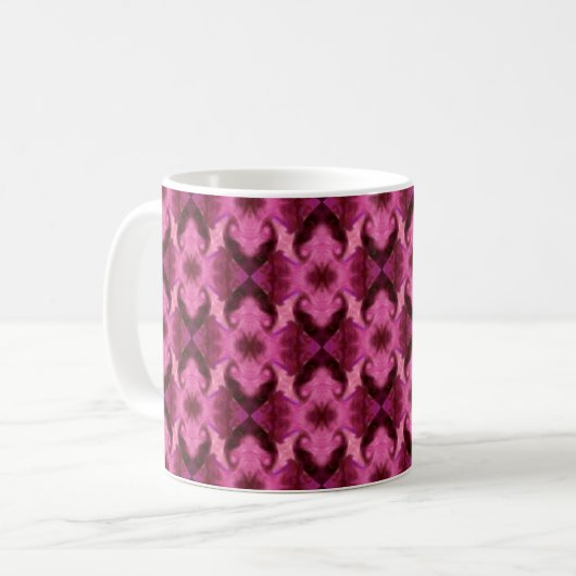 Mug Damask Coeurs roses (Devant gauche)