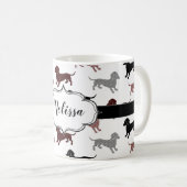 Mug Damask Dachshunds Custom Retro (Devant droit)