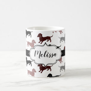 Mug Damask Dachshunds Custom Retro