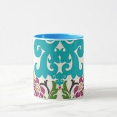 Mug Damask Floral Patterns Plum Turquoise (Centre)