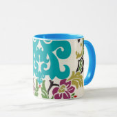 Mug Damask Floral Patterns Plum Turquoise (Devant droit)