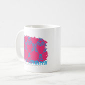 Mug Damassé 3 Aqua-Magenta (Devant gauche)