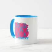 Mug Damassé 3 Aqua-Magenta (Devant gauche)