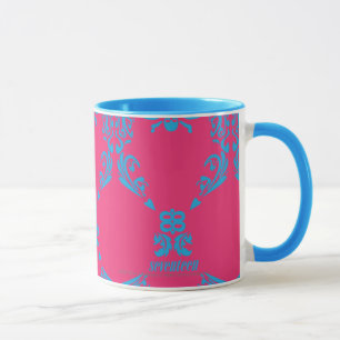 Mug Damassé Aqua-Magenta