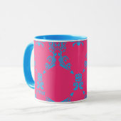 Mug Damassé Aqua-Magenta (Devant gauche)