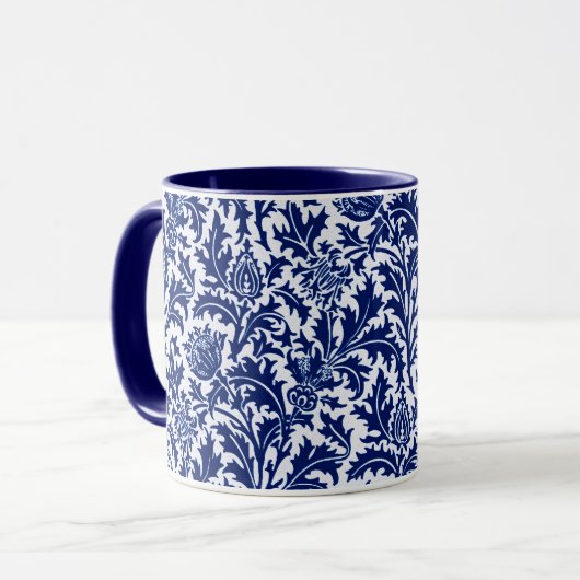 Mug Damassé de chardon de William Morris, bleu de (Devant gauche)