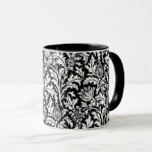Mug Damassé de chardon de William Morris, noire et (Devant droit)