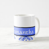 Mug Damassé et monogramme bleus (Devant droit)