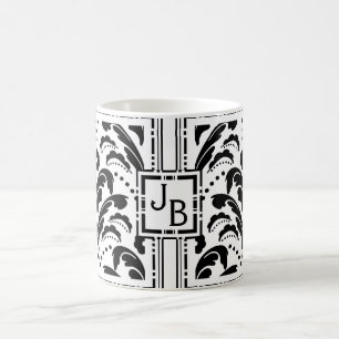 Mug Damassé florale d'art déco d'initiales faites sur