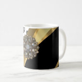 Mug Damassé noire et blanche, bijou de faux (Devant droit)