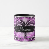 Mug Damassé pourpre de dentelle personnalisée par nom (Centre)