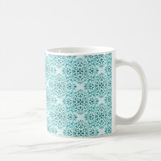 Mug damassé sophistiqué, Turquoise (Droite)