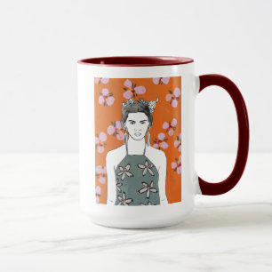 Mug Dame aux fleurs roses - Orange