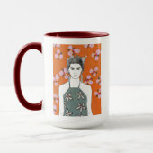 Mug Dame aux fleurs roses - Orange (Gauche)