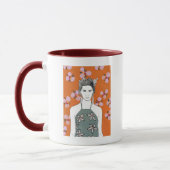 Mug Dame aux fleurs roses - Orange (Gauche)