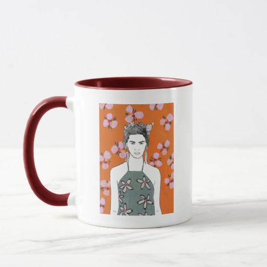 Mug Dame aux fleurs roses - Orange (Gauche)