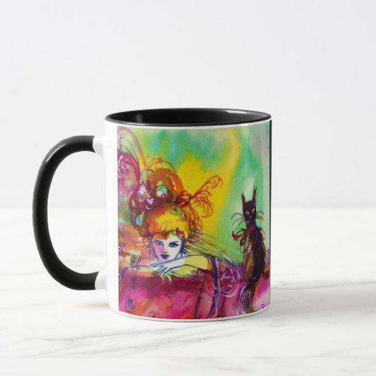 Mug DAME AVEC CHAT NOIR / Mascarade vénitienne (Gauche)