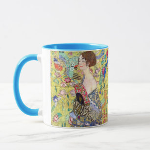Mug Dame avec ventilateur par Gustav Klimt, Japonisme 
