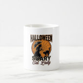 Mug Dame de chat effrayante Halloween Sorcière Web Vin (Centre)
