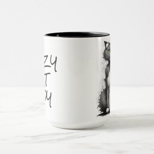 Mug Dame de chat fou sur blanc (Centre)