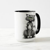 Mug Dame de chat fou sur blanc (Devant droit)