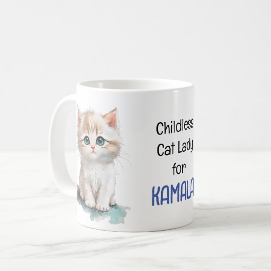 Mug Dame de chat sans enfant pour Kamala (Devant gauche)