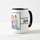 Mug Dame de la mode, sonnerie lumineuse 15oz (Devant droit)