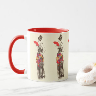 Mug Dame de mode vintage avec une robe de printemps