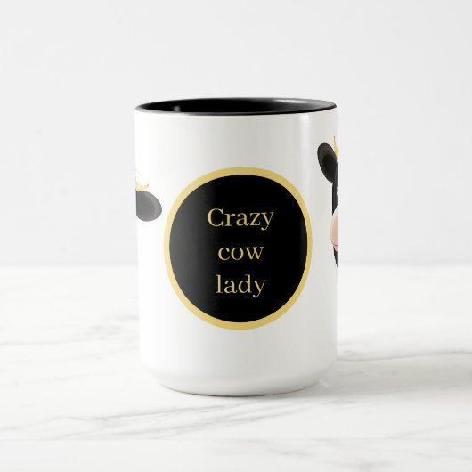 Mug dame de vache folle ajouter du texte (Centre)