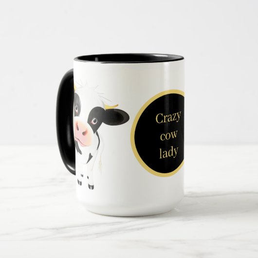 Mug dame de vache folle ajouter du texte (Devant gauche)