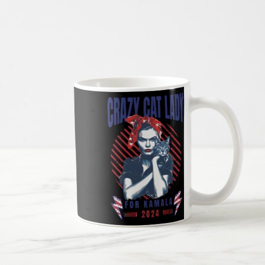 Mug Dame Du Chat Fou Pour Kamala 2024 (Droite)